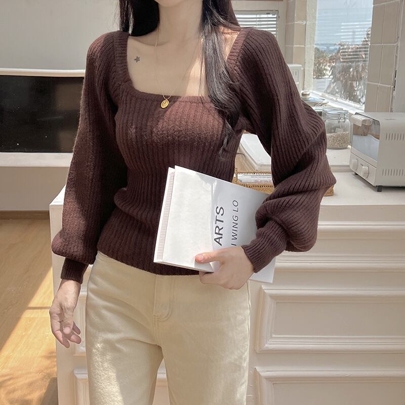 【tops】パフスリーブニットトップス　M18836
