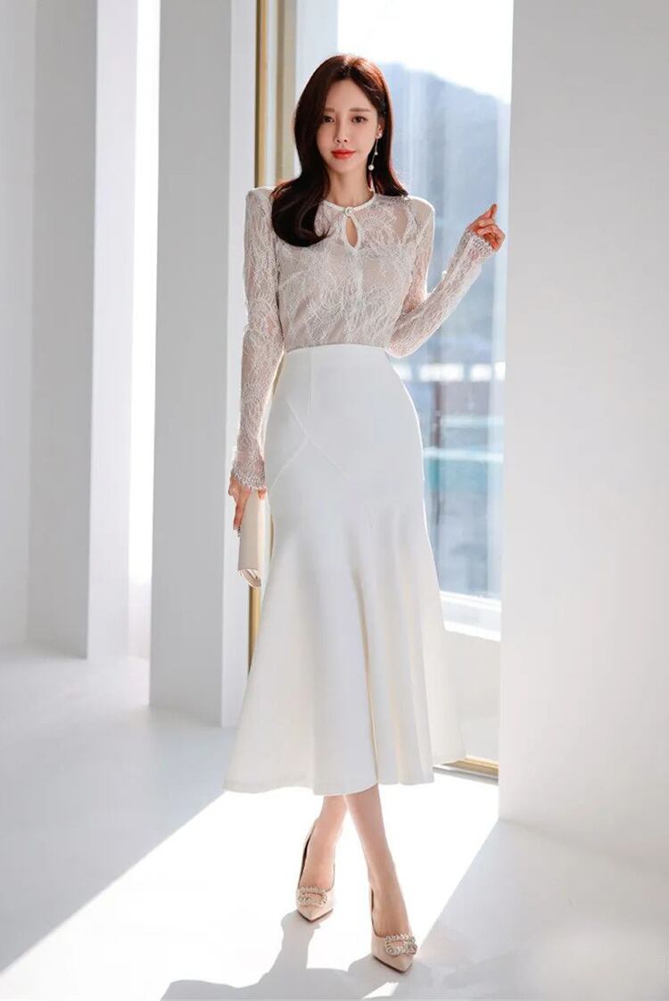 【dress】レース切り替えワンピース　M27301