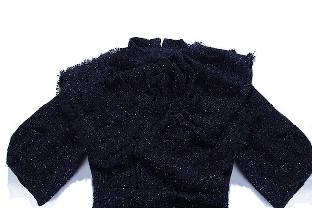 【dress】フレアスリーブレース切替ワンピースF7041