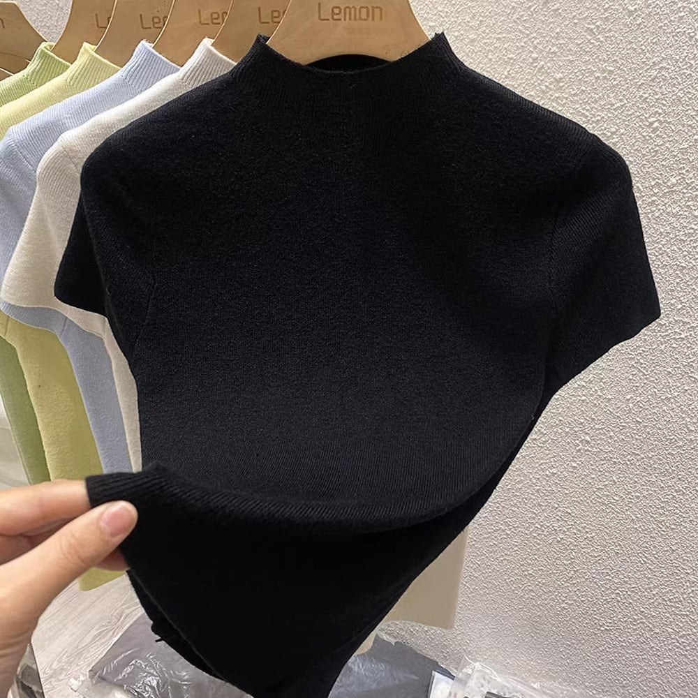 【tops】3色ニットＴシャツF7216