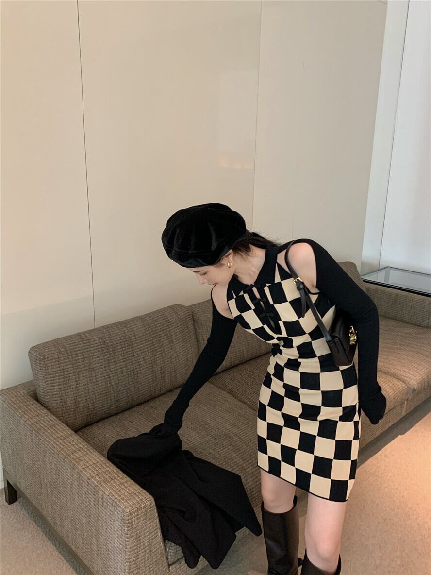 【dress】切り替えニットワンピース　M28574