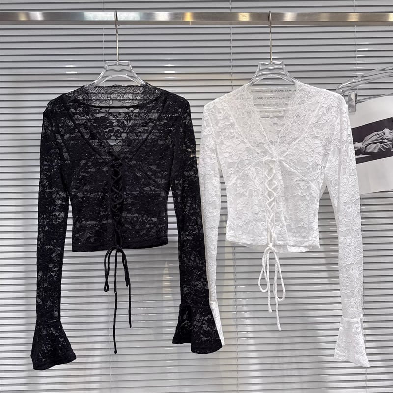 【tops】Vネックレーストップス Q8160