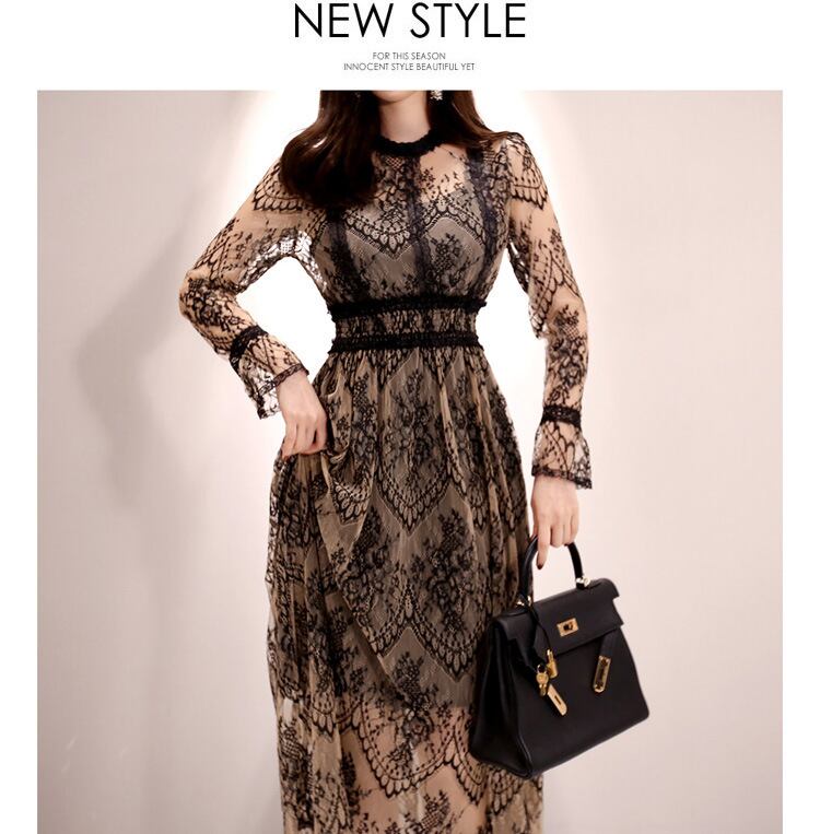【dress】上品な質感!気質満点レトロファッション高品質レディースレースワンピース G5898