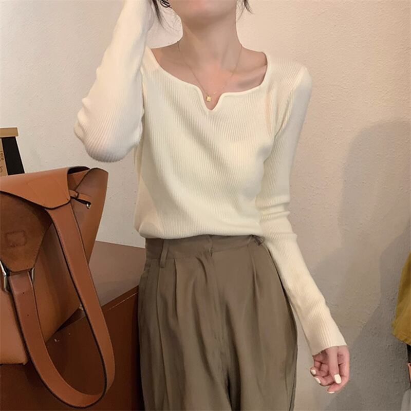 【tops】Vネックニットトップス　M18569