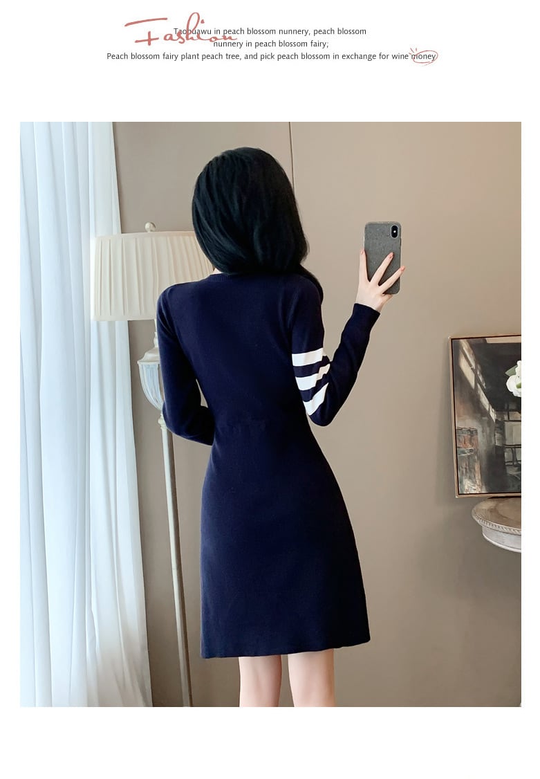 【dress】ダブルボタンニットワンピース　M25366
