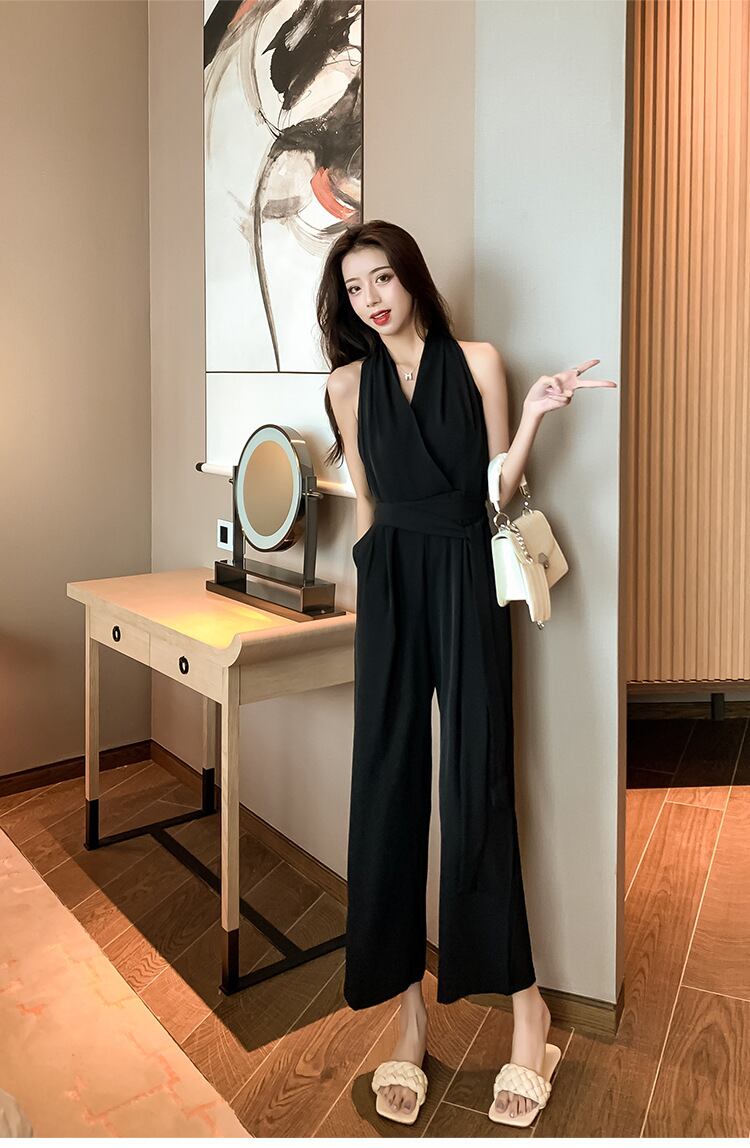 【set】気質満点レトロ夏着痩せハイウエストオールインワン G0709