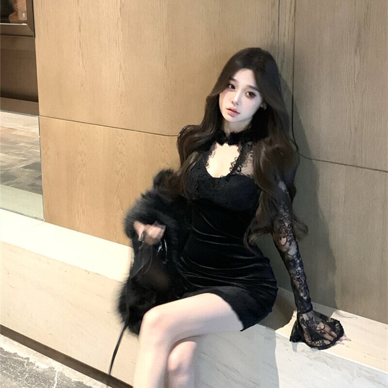 【dress】レースドッキングワンピース　M28494