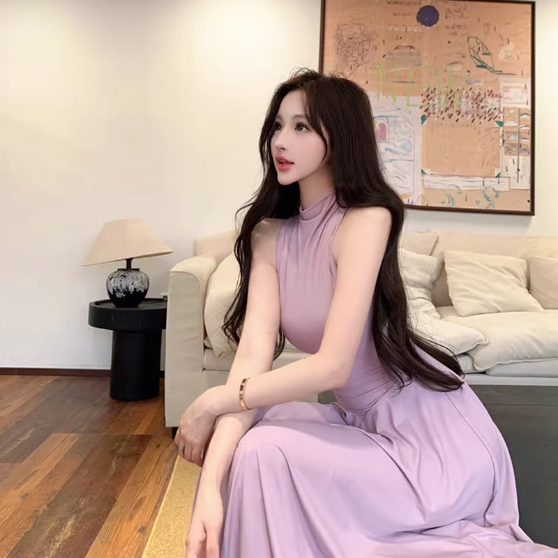 【dress】ノースリーブロングワンピース Q8375