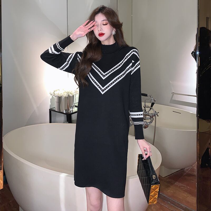 【dress】ファッション気質満点韓流スタイル ルーズ着痩せニットワンピース G9765