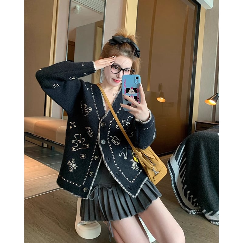 【outer】Vネックニットカーデ　M26381