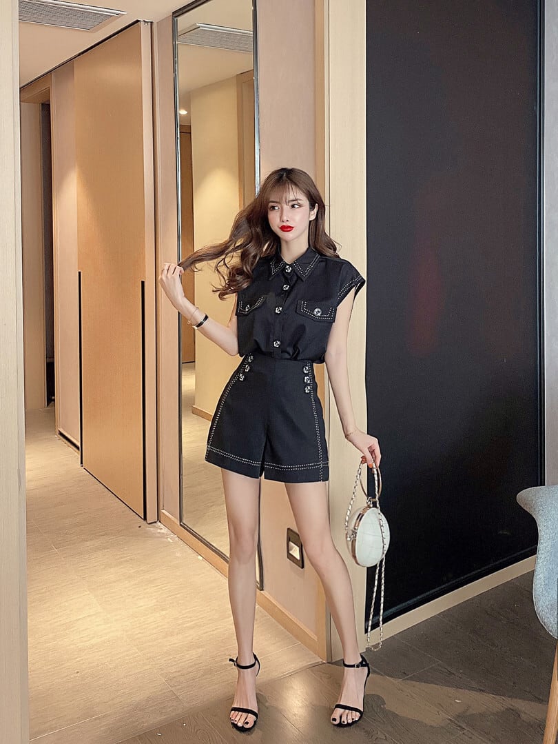 【set】ノースリーブトップス+ショートパンツ２点セットG20710