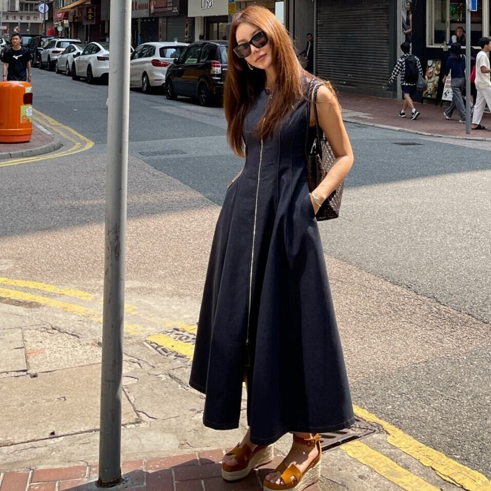 【dress】ファスナーノースリーブワンピース　M29765