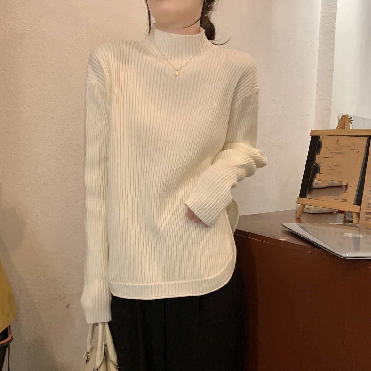 【tops】スリットニットセーター　M27982