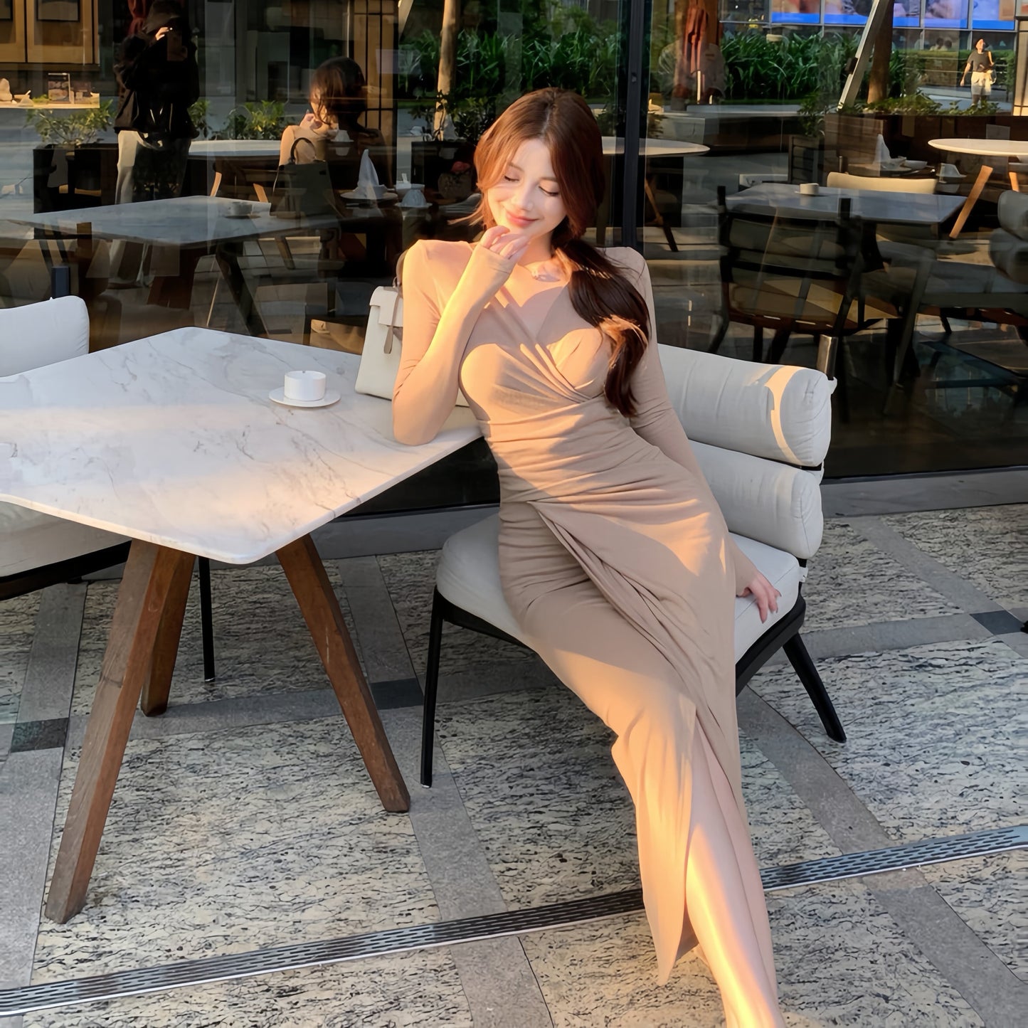 【dress】スリットタイトワンピース Q6314