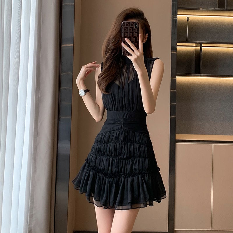 【dress】ウェスト絞りギャザーワンピースF7393