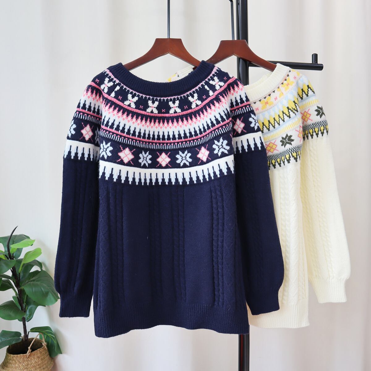 【tops】ジャカードニットセーター　M28757
