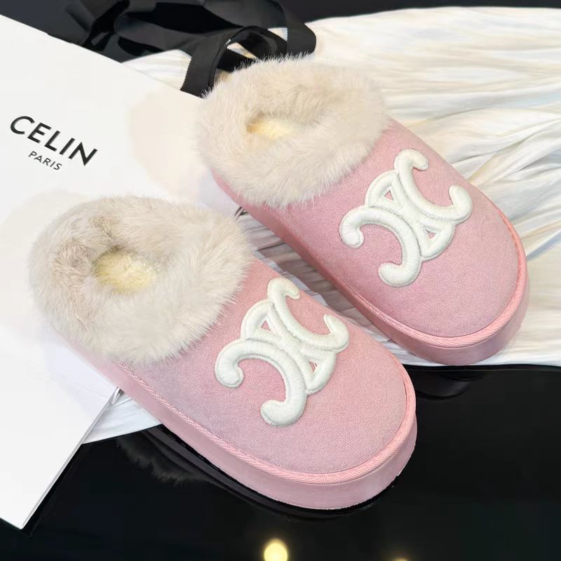 【shoes】2色厚底ファースリッパG24386