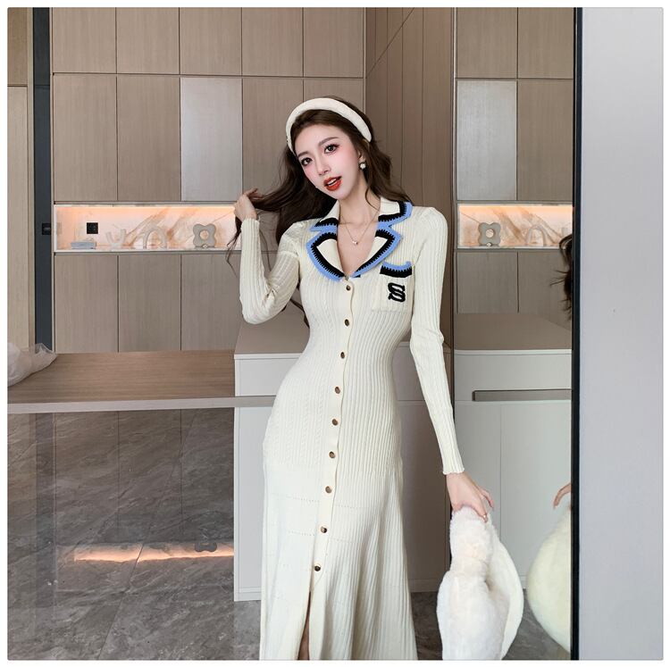 【dress】スリットニットワンピース　M28867