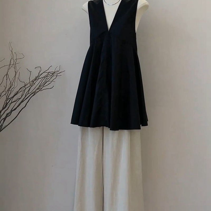 【tops】VネックノースリーブタンクトップF7540