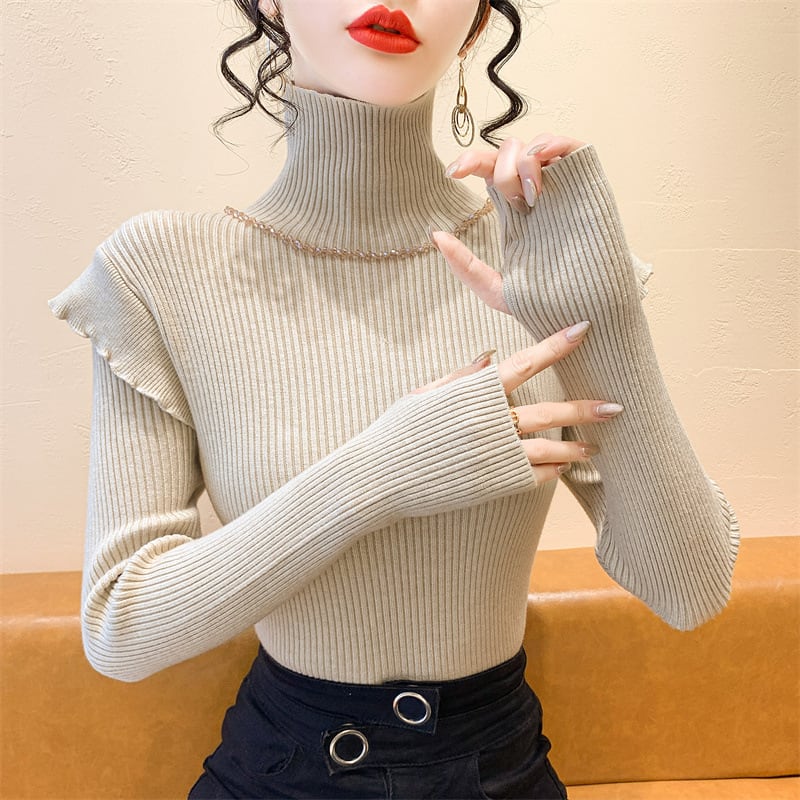 【tops】フリルニットトップス　M27693