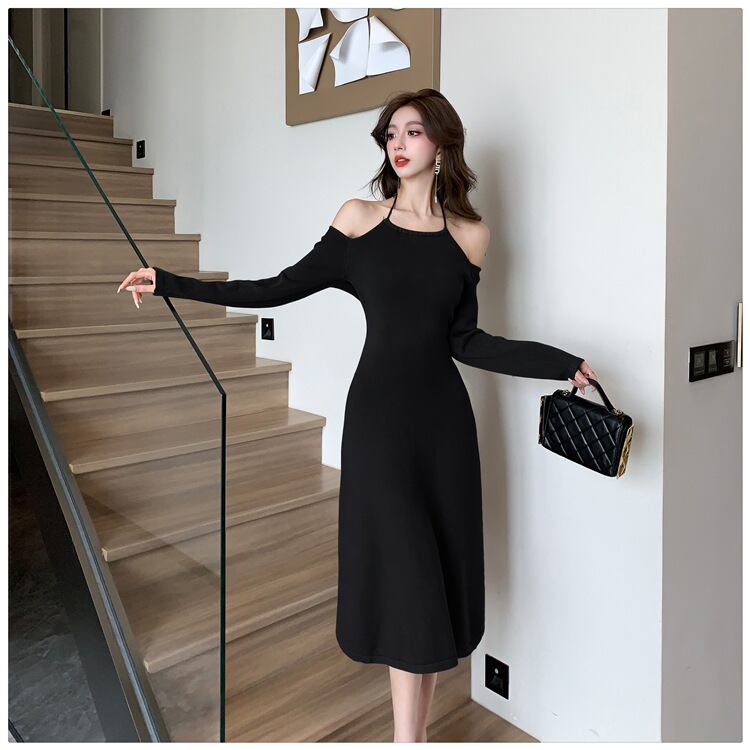 【dress】オフショルダーニットワンピース　M18760