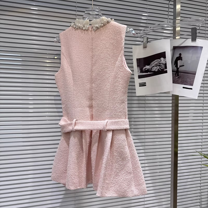 【dress】ツイードレース付きベストワンピース Q7891