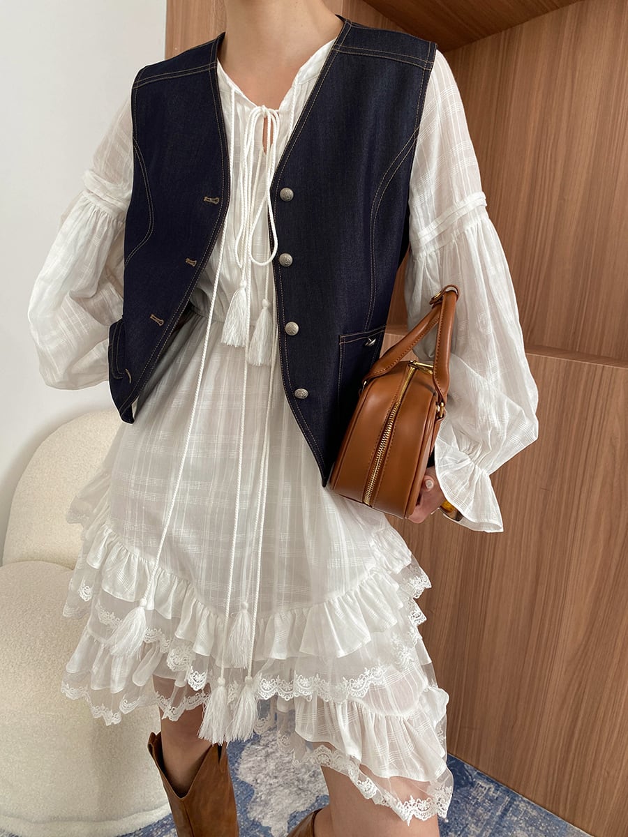 【dress】レースドッキングティアードワンピース　N2973