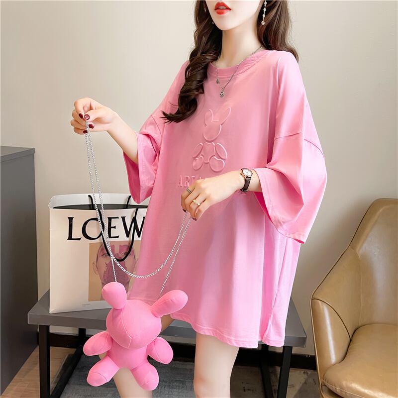 【tops】清新合わせやすい3色ラウンドネック半袖着回しゆったりTシャツF0311