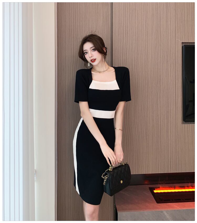 【dress】フランス風気質満点エレガントレディース体型カバー高級感ニットワンピース G13754