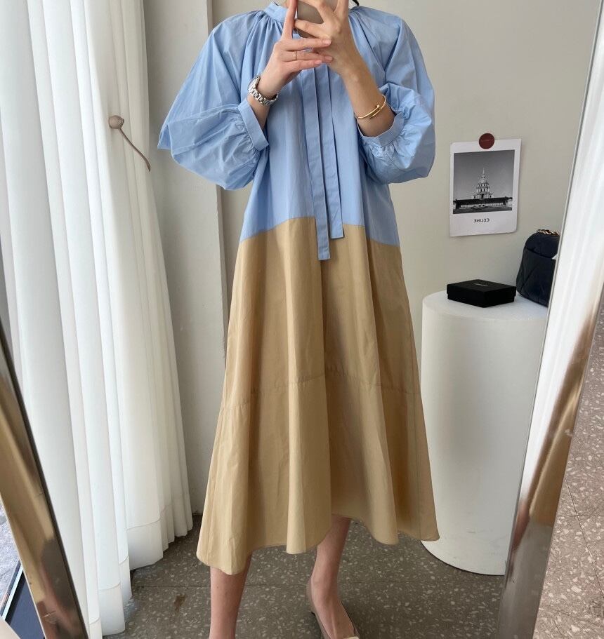 【dress】配色カジュアルワンピース　M18692