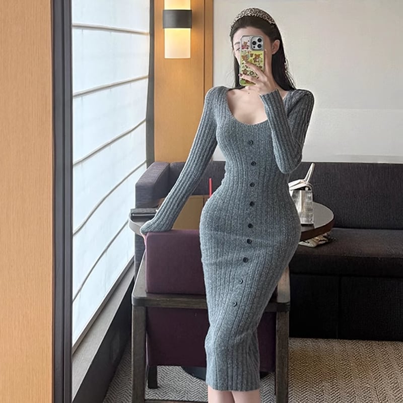 【dress】ニットワンピース Q7355