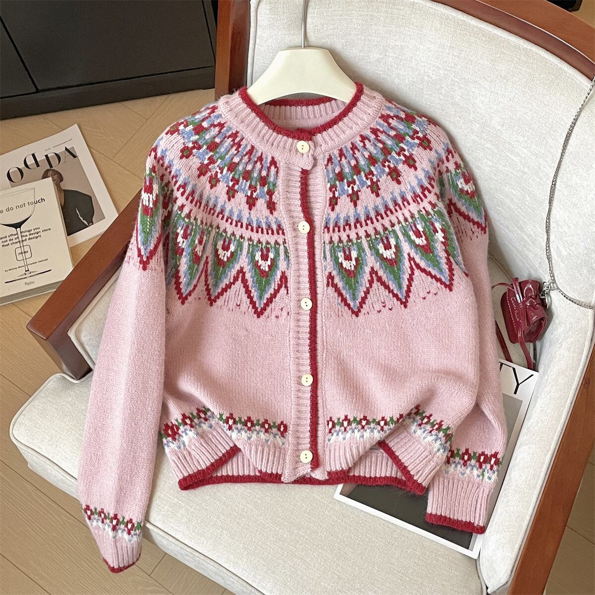 【outer】クルーネックニットカーデ　M29186