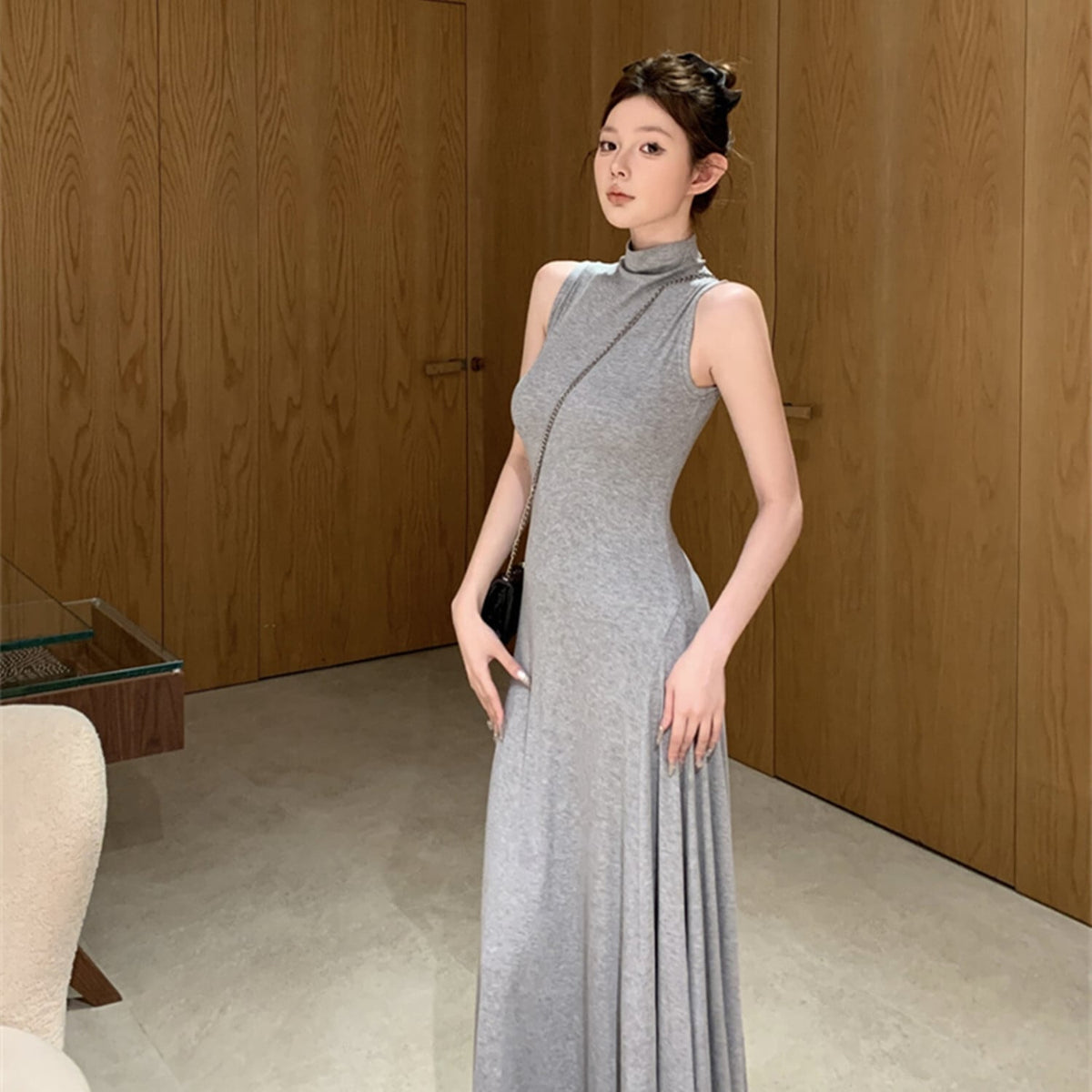 【dress】ハイネックノースリーブワンピース　N2978