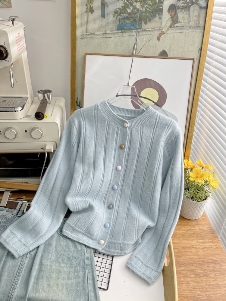 【outer】クルーネックニットカーデ　M25473