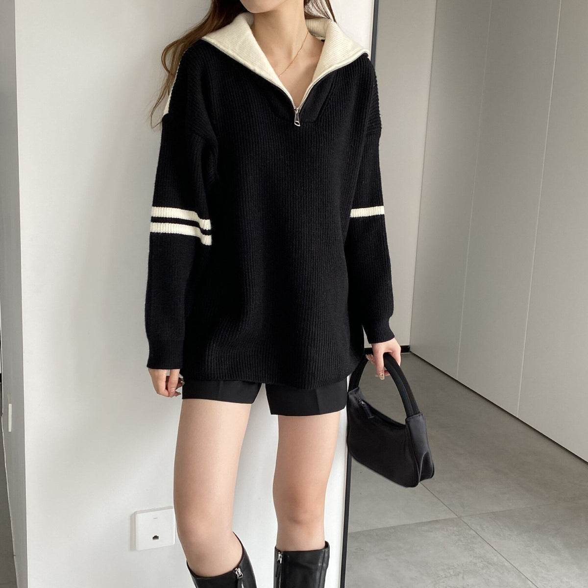 【tops】ファスナーニットセーター　M18735