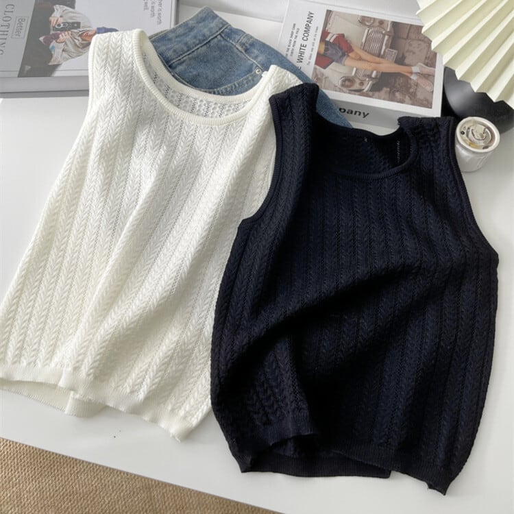 【tops】ニットノースリーブトップス　M29941