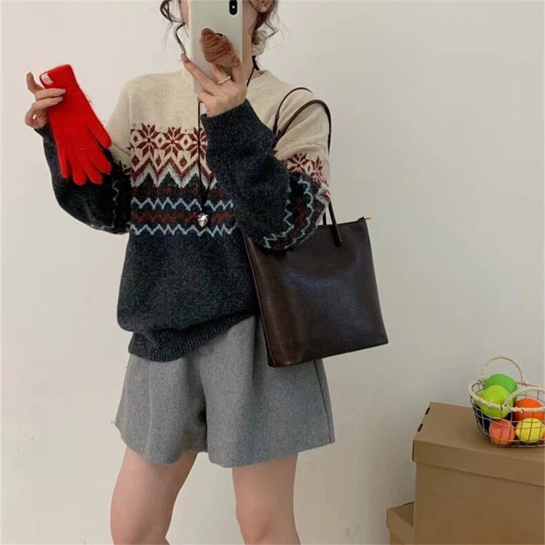 【tops】ジャカードニットセーター　M27137