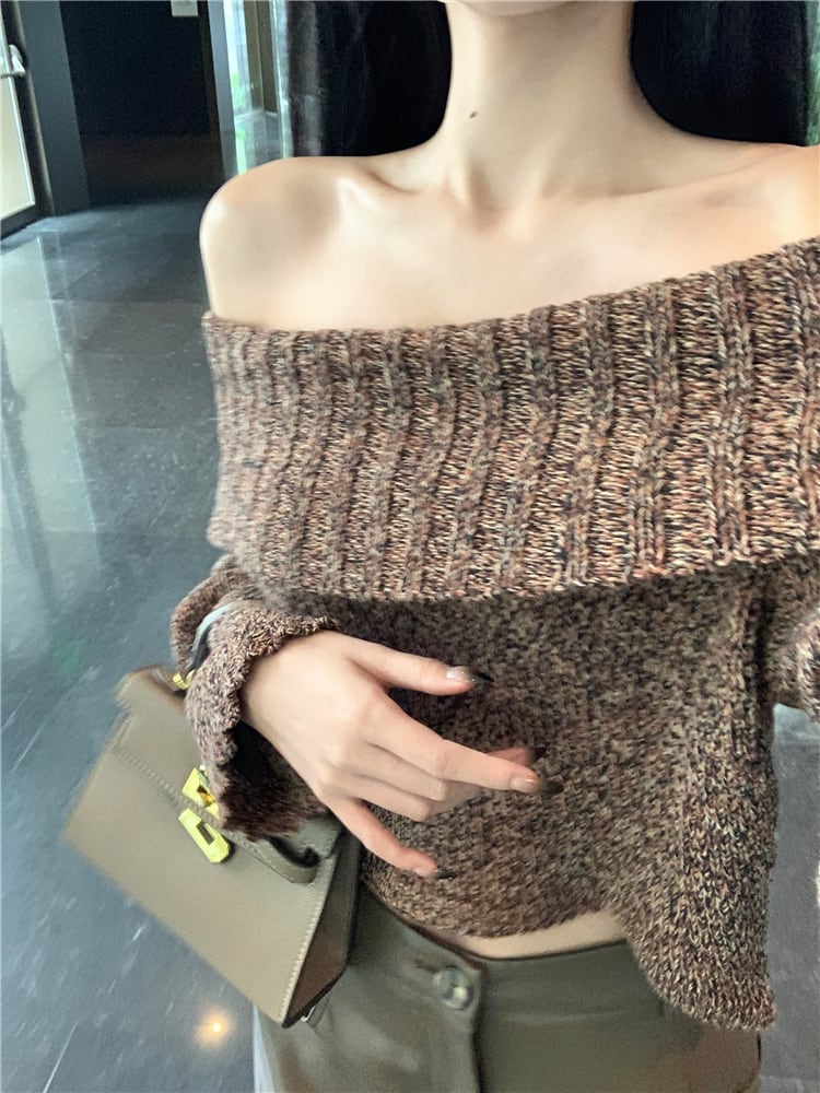【tops】オフショルダーニットセーター　M28063