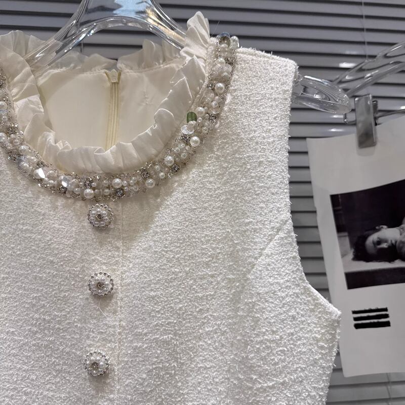 【dress】ツイードレース付きベストワンピース Q7891