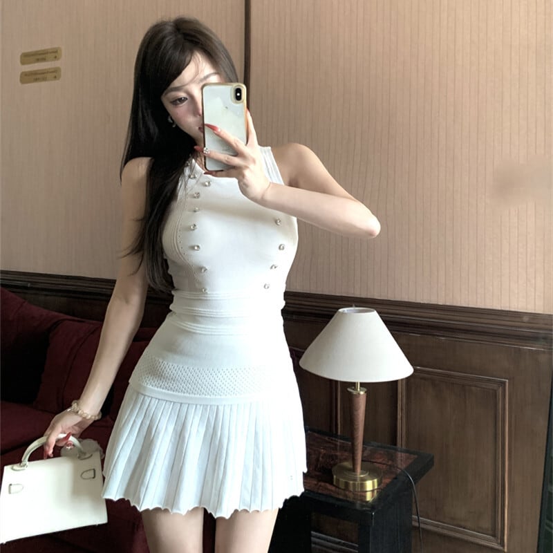 【dress】ノースリーブプリーツミニワンピース　M29821