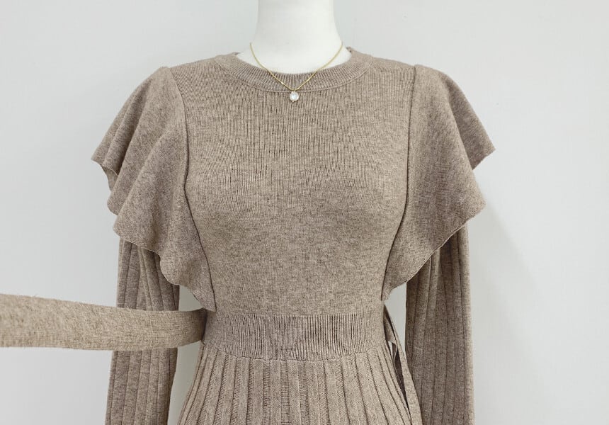 【dress】フリルニットワンピース　M26191