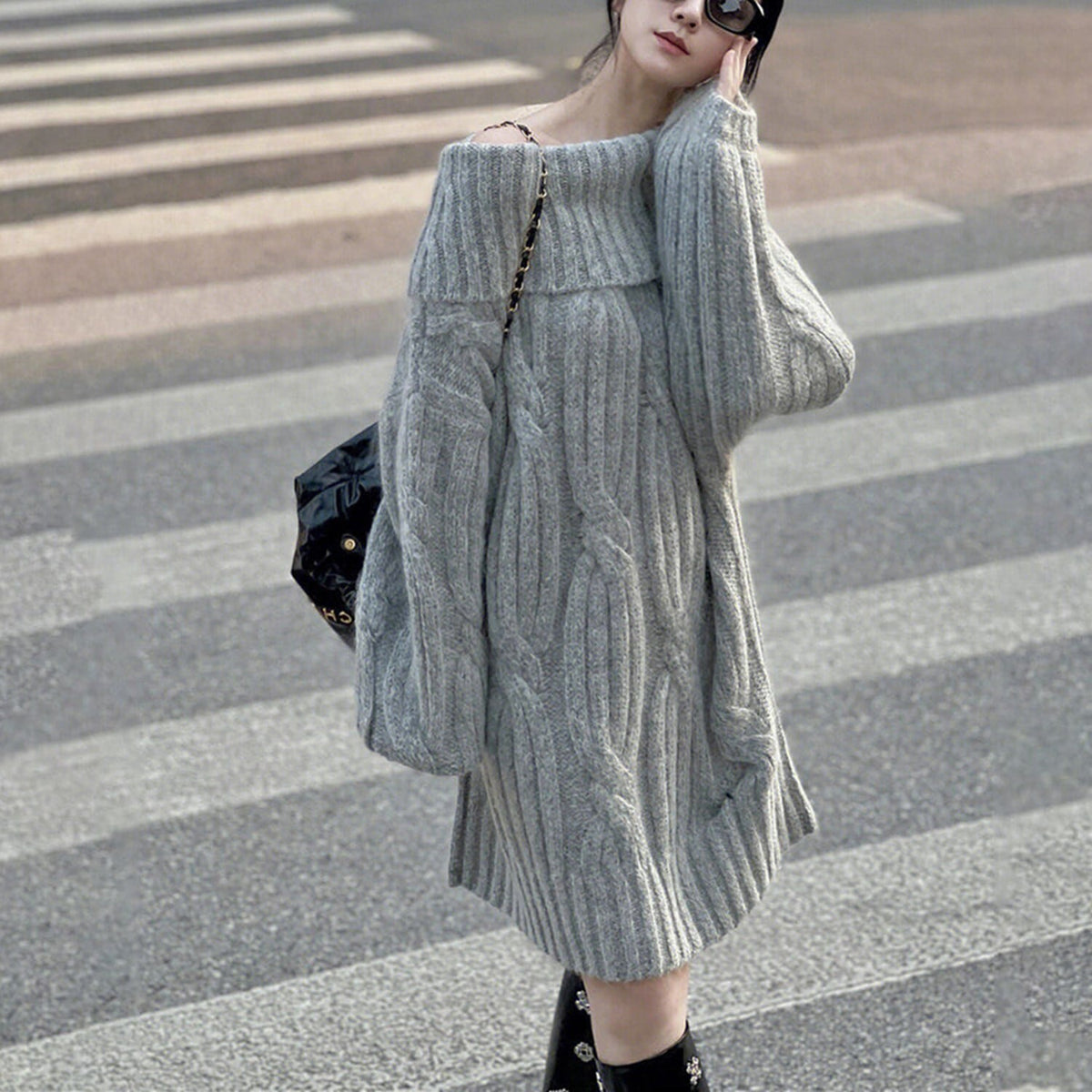 【dress】オフショルダーニットワンピース 　N2152