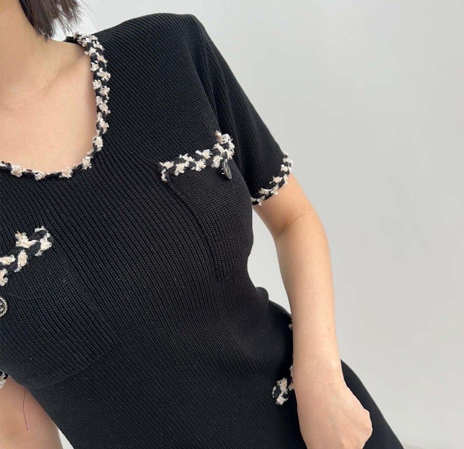 【dress】Vネックニットタイトワンピース G21158