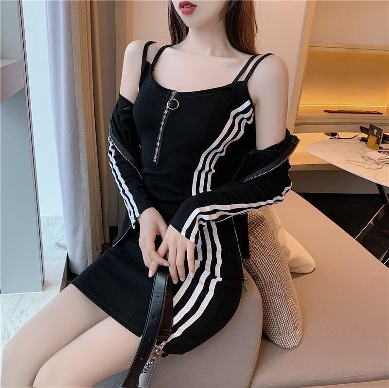 【set】アウター+体型カバーキャミワンピース２点セット G9275