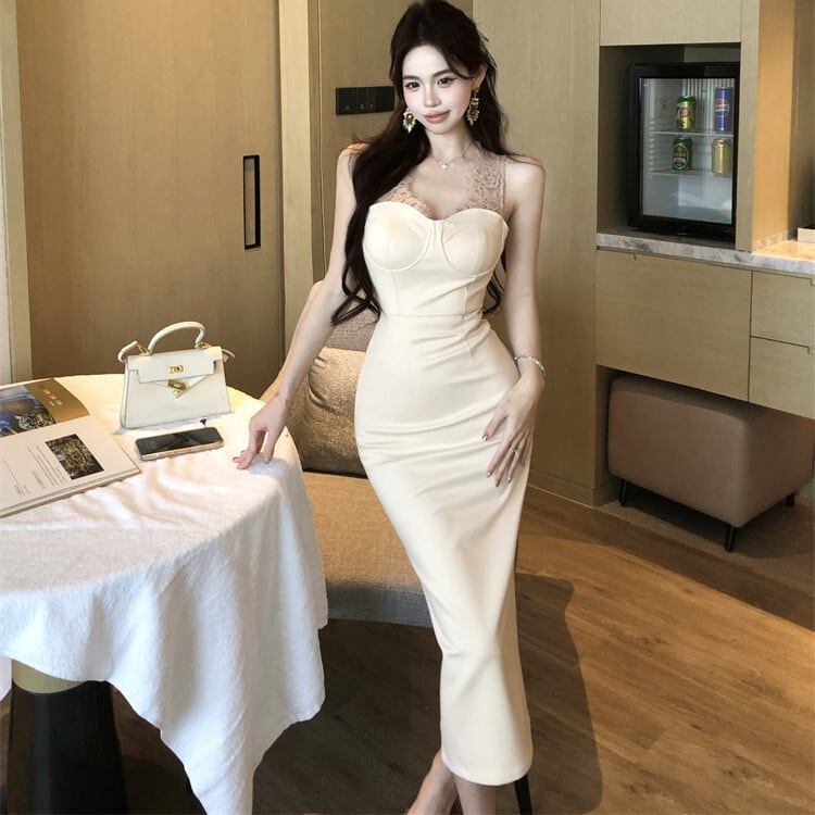 【dress】レース切り替えワンピース　M29625