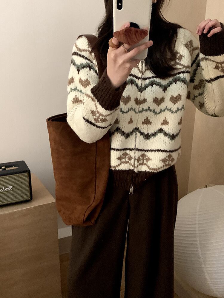 【outer】ジャカードニットカーデ　M27120