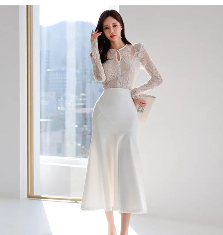 【dress】レース切り替えワンピース　M27301