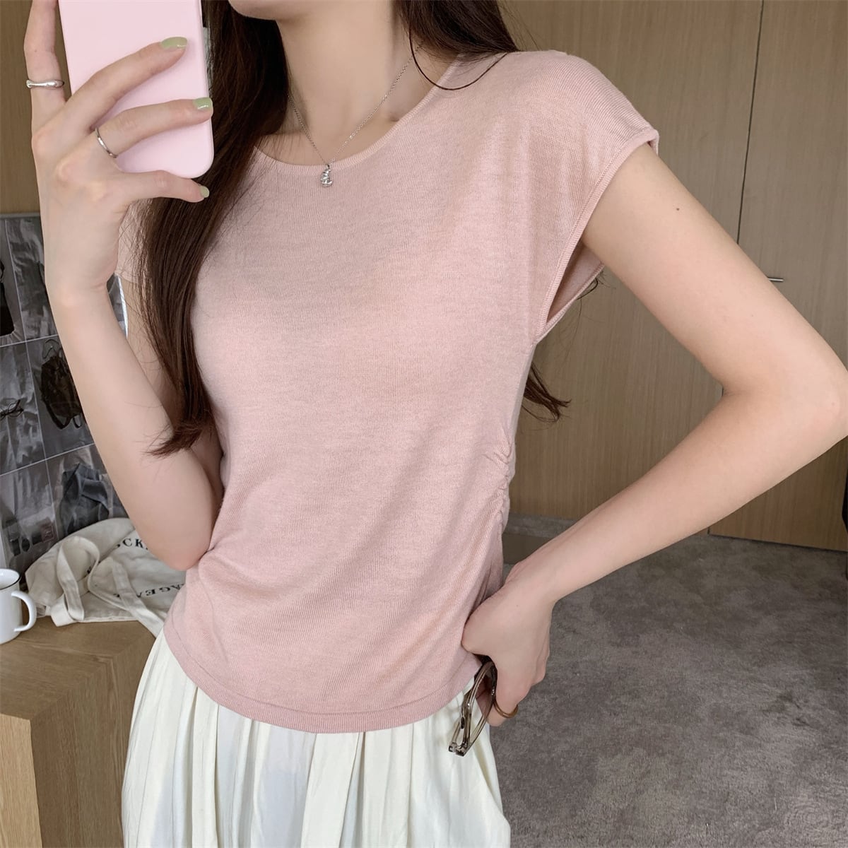 【tops】ニットTシャツ　M25142