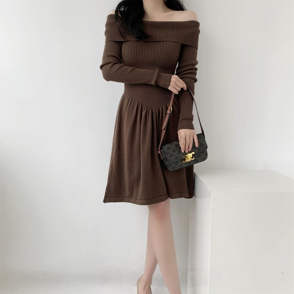 【dress】オフショルダーニットワンピース　M28032
