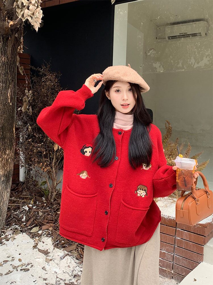 【outer】クルーネックニットカーデ　M19183